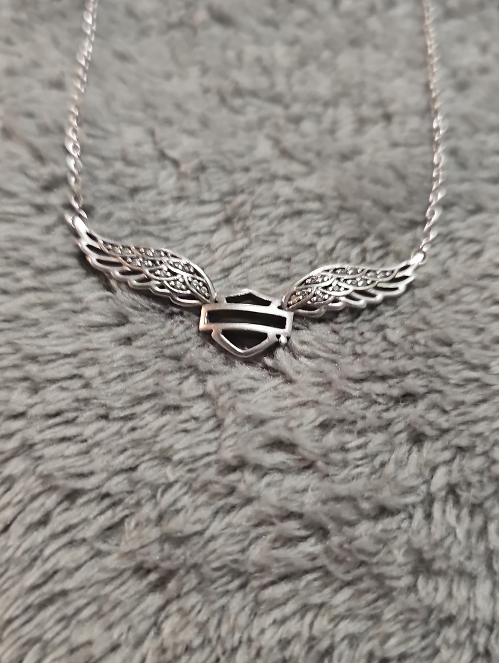 Harley Davidson Winged Shield Necklace - Silver Women Jewelry